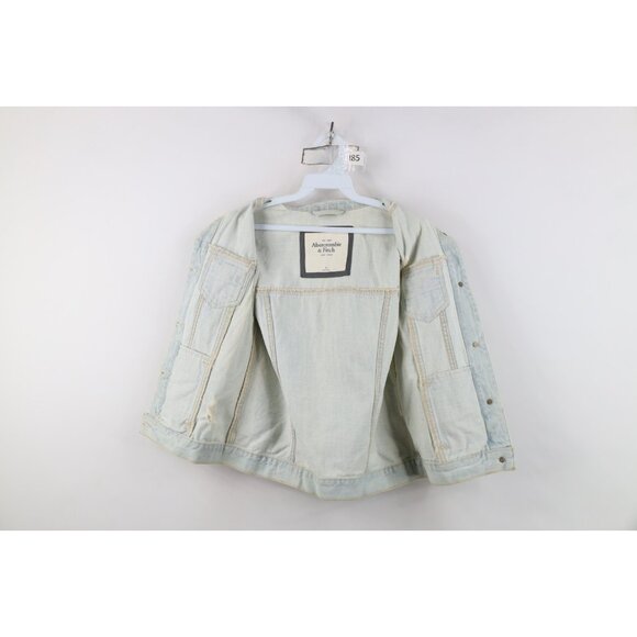Vintage Y2K Abercrombie & Fitch Womens Medium Babydoll Denim Trucker Vest Jacket - Picture 10 of 16